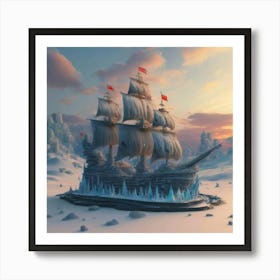 Beautiful ice sculpture in the shape of a sailing ship 10 Art Print