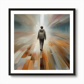 Abstract Man Walking Through A City Art Print