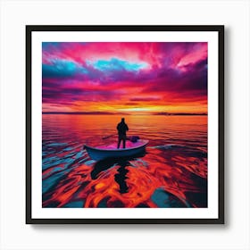 Sunset In A Boat Art Print