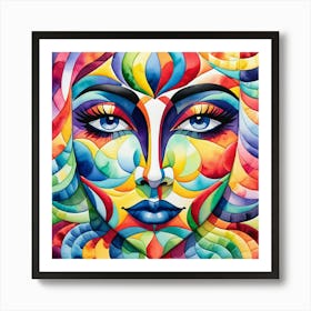 Colorful Face Of A Woman Art Print