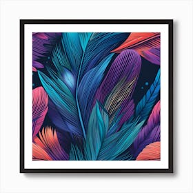 Colorful Feathers Wallpaper Art Print