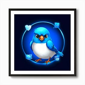 Twitter Social Media Networking Microblogging Platform App Icon Logo Bird Blue White Twe Art Print