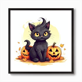 Cute cat pumpkins Affiche