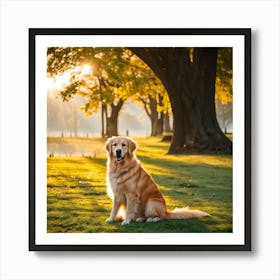 Golden Retriever Dog In The Park Art Print