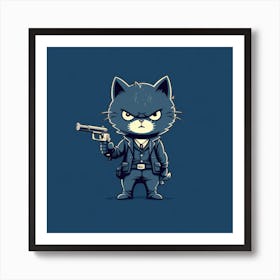 Cat With Gun 2 Art Print