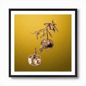 Gold Botanical Pomegranate on Mango Yellow n.1052 Art Print