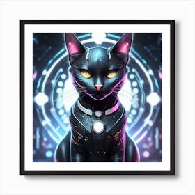 Futuristic Cat Art Print