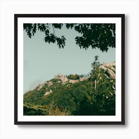 Castel In Nature  Castelo Dos Mouros, Sintra, Portugal   Color Travel Photography Square Art Print