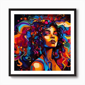 Girl With Colorful Hair 6 Art Print