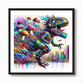 Psychedelic Dinosaur 1 Art Print