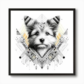 Cute Dog - Abstract Line Art Illustration 147 Art Print