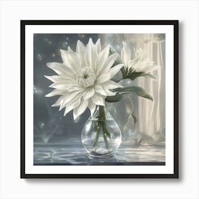 White Flowers In A Vase Art Print