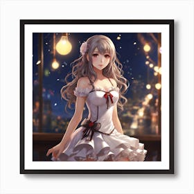 Anime Girl In White Dress Art Print