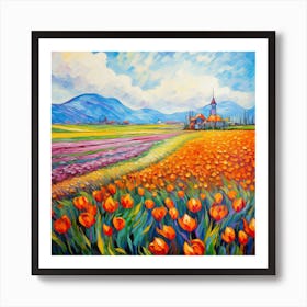 Tulips In The Field 1 Art Print