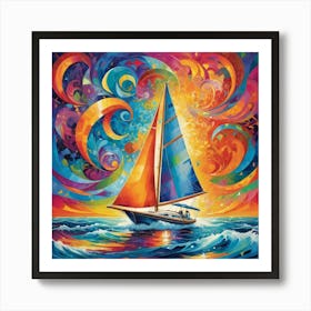 Sailboat In The Ocean 1 Art Print