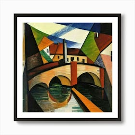 Bridge over the river surrounded by houses 6 Art Print