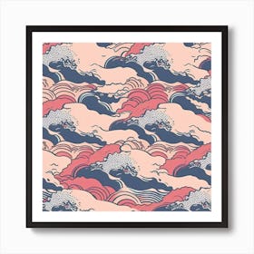 Waves Ocean Sea Water Pattern Rough Seas Art Print