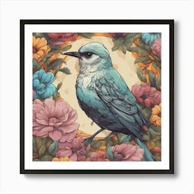 Bird In Flowers Art Print