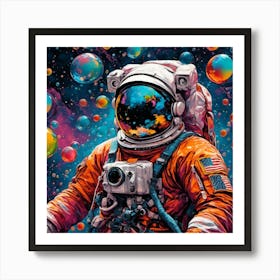 Astronaut Bubbles Art Print