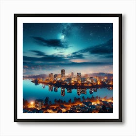 Night Sky Over Portland Art Print