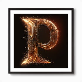 Letter P Steampunk Letter Art Print