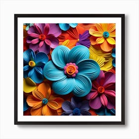 Paper Flowers Background Art Print