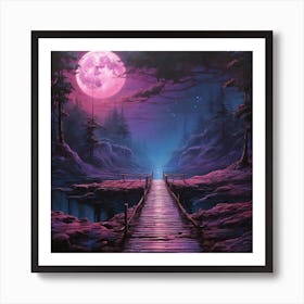 Full Moon Bridge Canvas Print Art Print