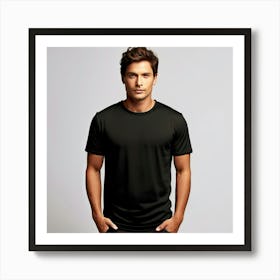 Mock Up Cotton Casual Wearable Printed Graphic Plain Fitted Loose Crewneck V Neck Sleeve (14) Art Print