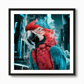 Parrot In Smoke Art Print