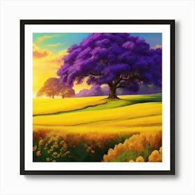 Purple Tree In A Field 1 Art Print