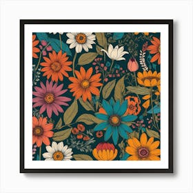 Floral Seamless Pattern 1 Art Print