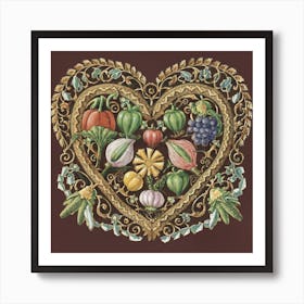 Ornate Vintage Hearts Muted Colors Lace Victorian 4 Art Print