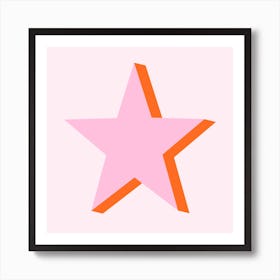Pink and Orange Star Art Print
