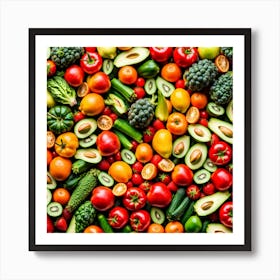 Colorful Fruits And Vegetables Art Print