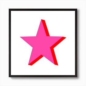 Hot Pink and Red Star Art Print