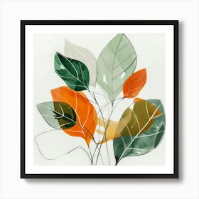 Orange And Green Leaves Art Print