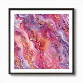 Pink And Gold Swirls Art Print