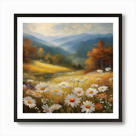 Appalachian Mountains Nature, Autumn Antique Oil Colors.2 Art Print