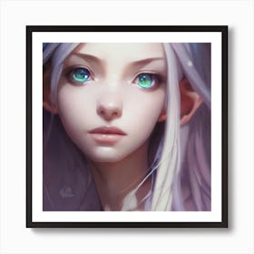 Girl With Blue Eyes Hyper-Realistic Anime Portraits Art Print