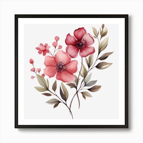 Pink Flowers On A Black Background 2 Art Print