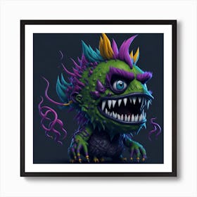 Leonardo Diffusion A Cartoon Monster With Colorful Hair Offic 1 Art Print