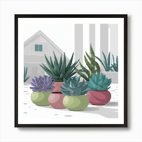 Succulents In Pots 1 Art Print