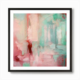 Abstract Thick Oil Painting Shades Of Soft Pink Pastels Mint Green And Pale Blue Gothic Painting Art Print