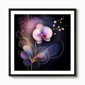 Orchid Flower On A Black Background Art Print