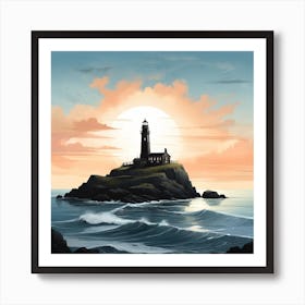 Lighthouse At Sunset 1 Art Print