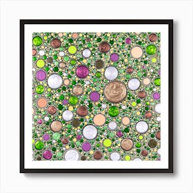 Mountain Zen Green Square Art Print