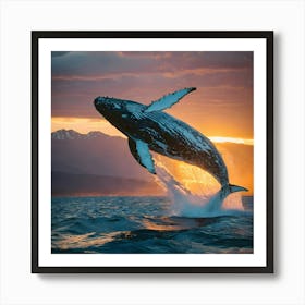 Humpback Whale Leaping 3 Art Print