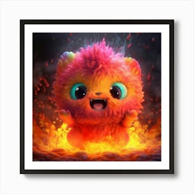 Flaming Teddy Bear Art Print