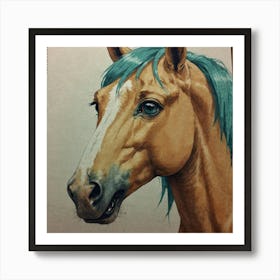 Horse With Blue Mane Art Print