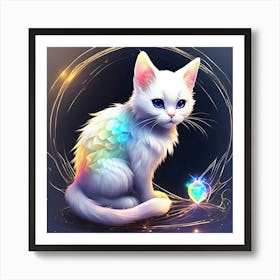 White Cat With Blue Eyes 2 Art Print